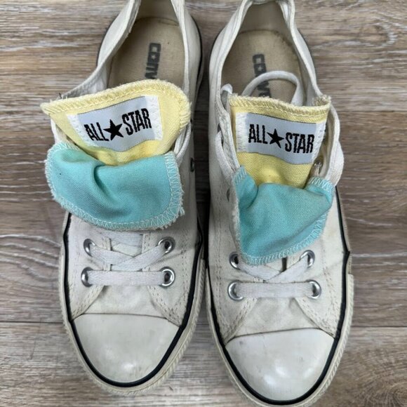 Converse All Star Double Tongue Teal/Yellow Sneaker Women's Size 7 - Picture 2 of 7